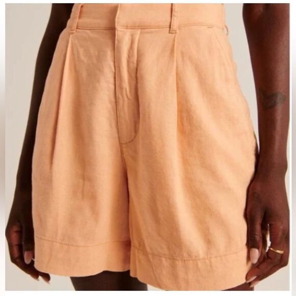 Abercrombie & Fitch linen Bermuda Tailored Orange shorts L NWT - Picture 1 of 14